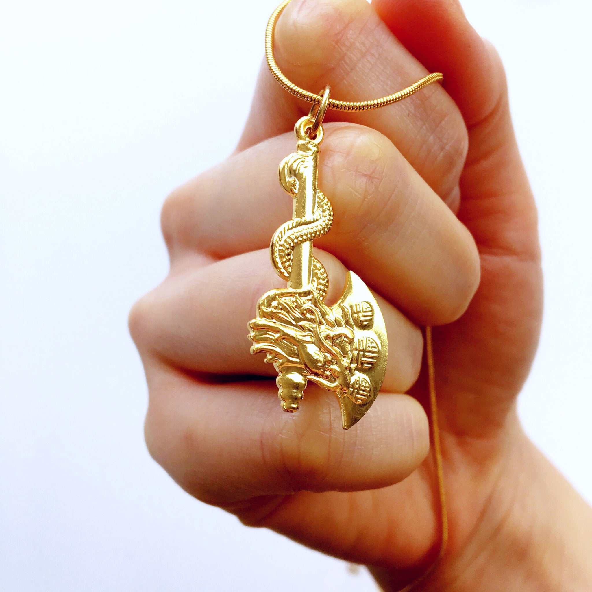 DRAGON AXE PENDANT NECKLACE