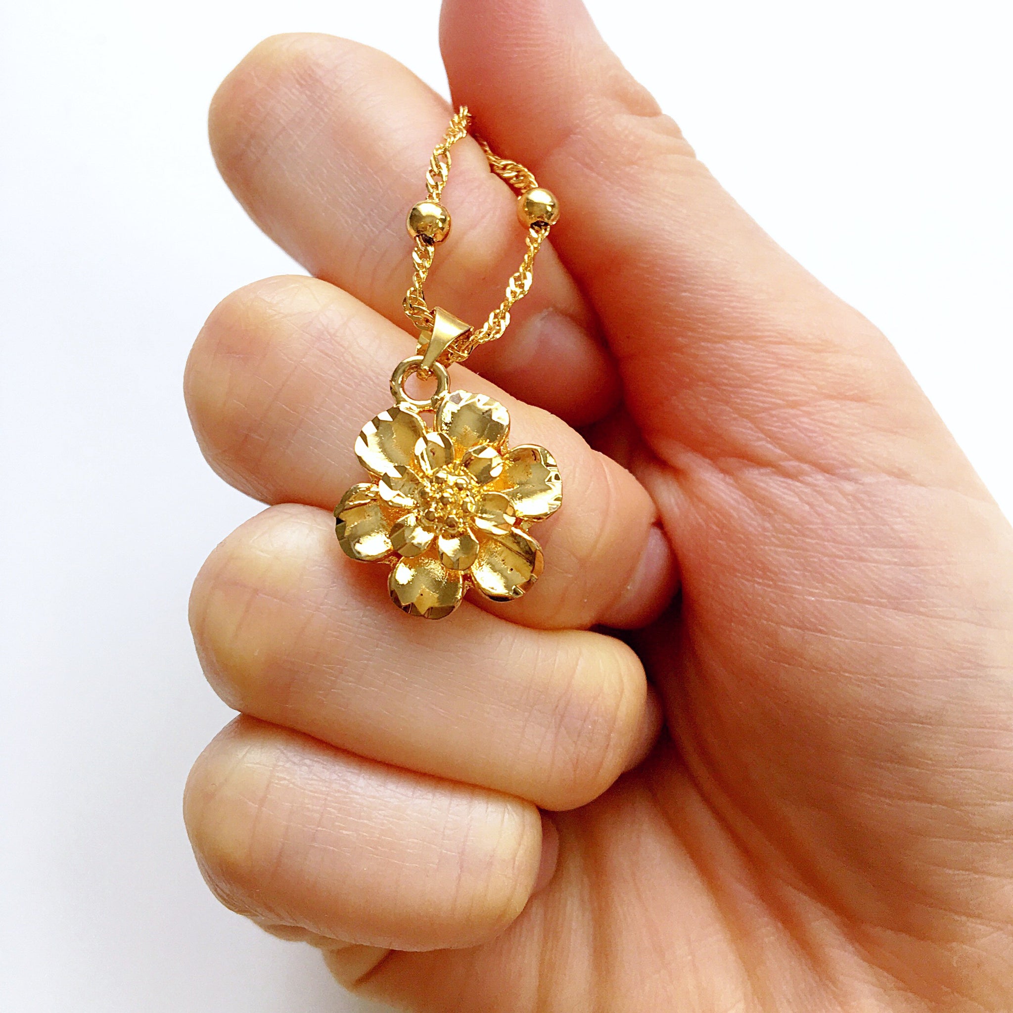 FLORAL PENDANT BALL CHAIN NECKLACE