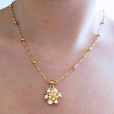 FLORAL PENDANT BALL CHAIN NECKLACE