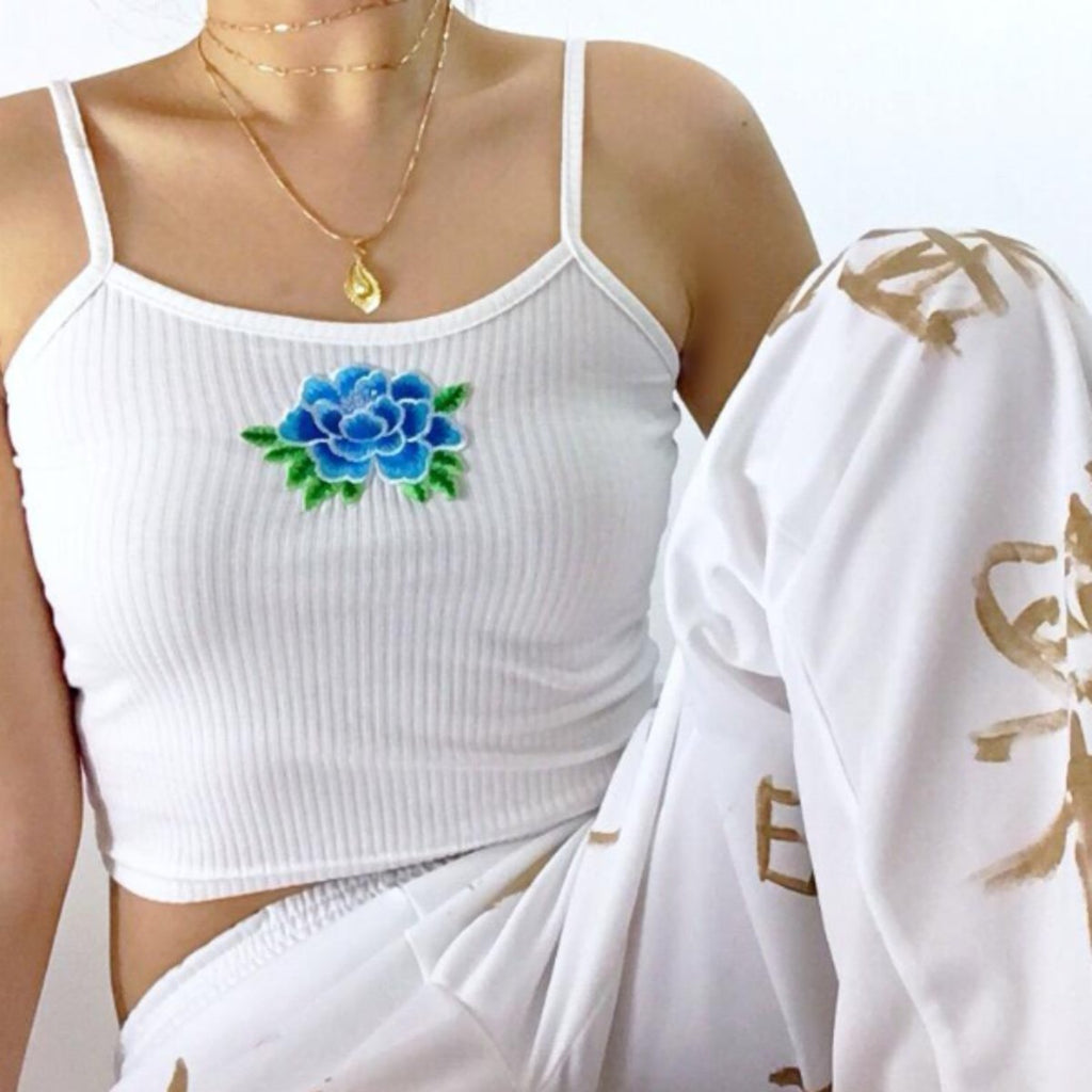 FLORAL CROP CAMI VEST TOP