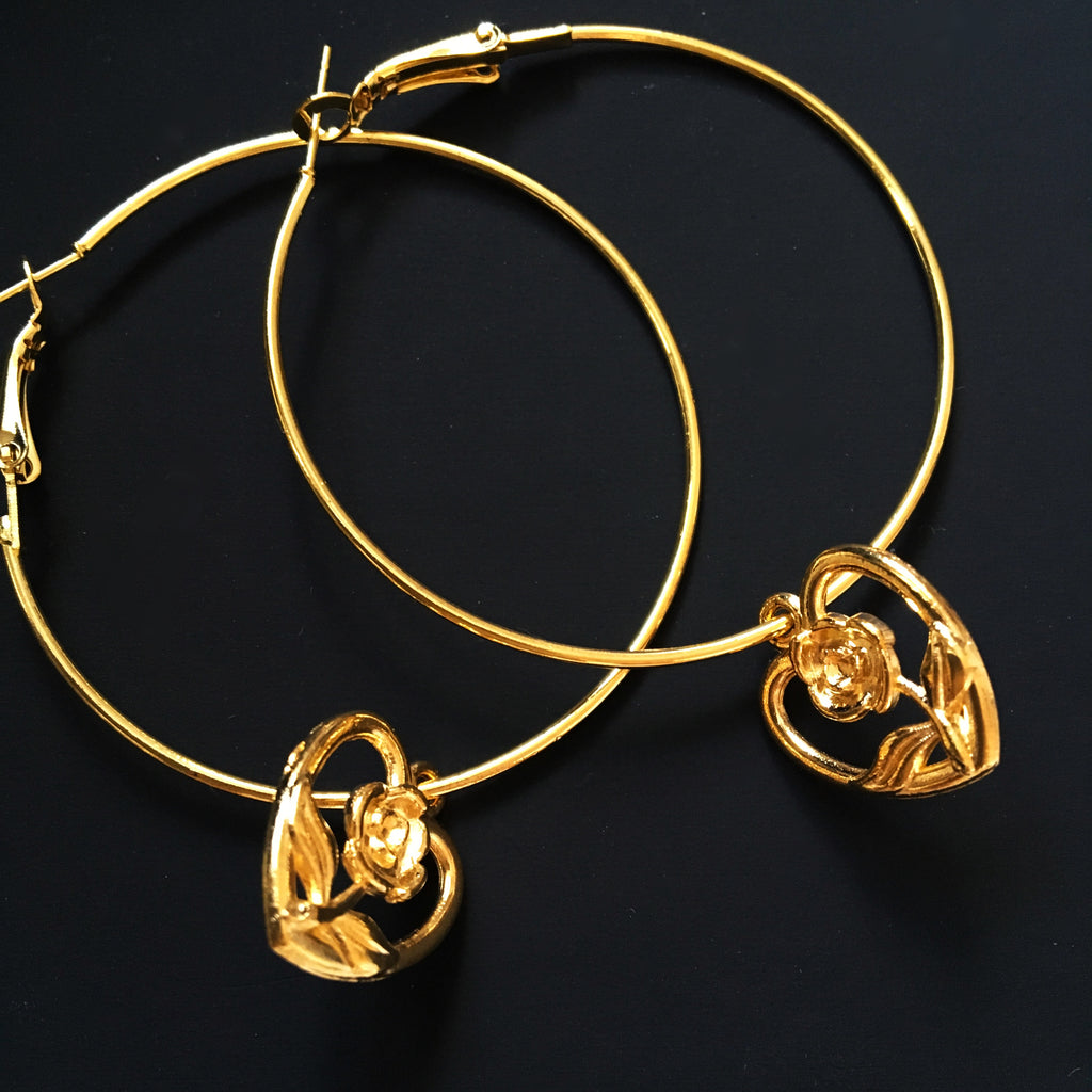 ROSE HEART HOOP EARRINGS