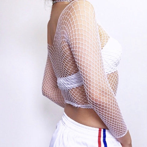 COLOURED STRETCHY FISHNET TOP