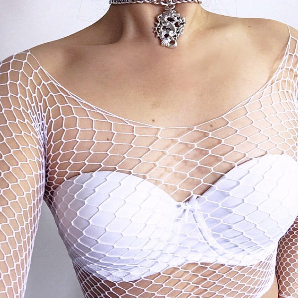 COLOURED STRETCHY FISHNET TOP