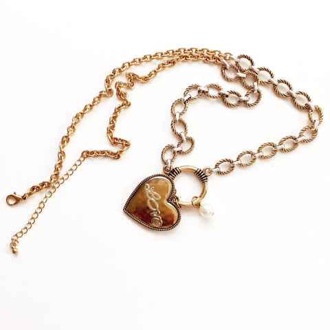 LOVE HEART RING BOLD CHAIN CHOKER LONG NECKLACE