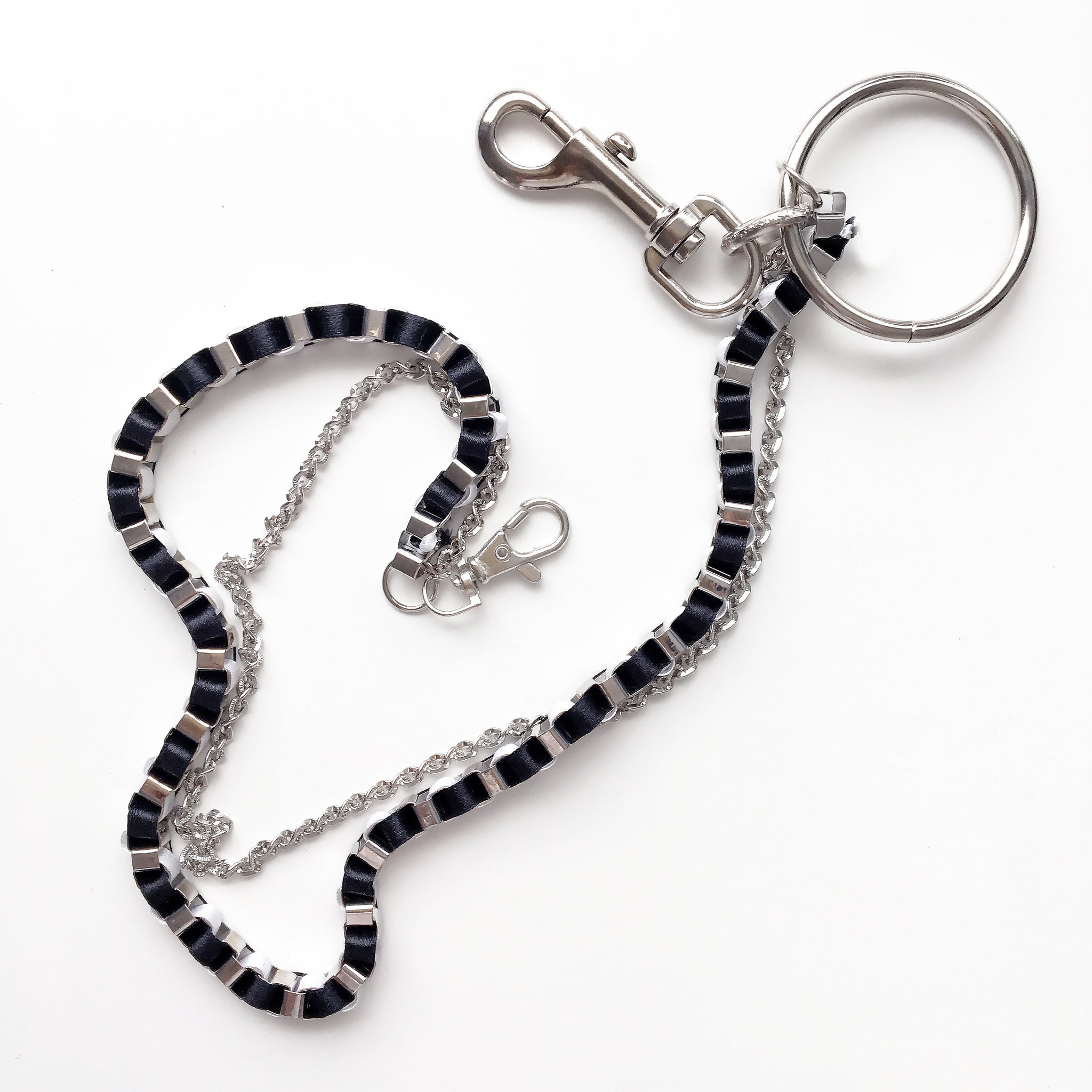 UNISEX LARGE RING TWO TONES DOUBLE CHAINS TROUSERS BELT CHAIN