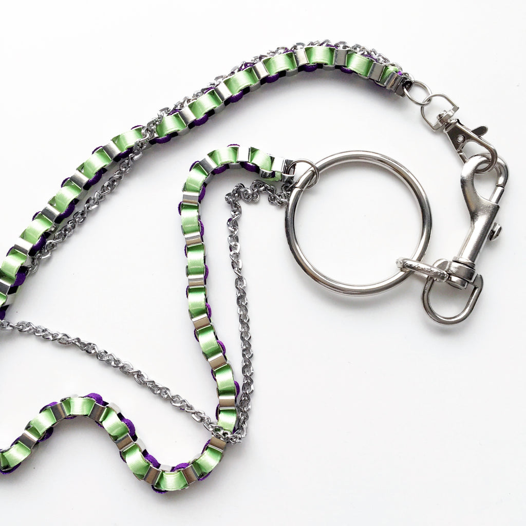 UNISEX LARGE RING TWO TONES DOUBLE CHAINS TROUSERS BELT CHAIN