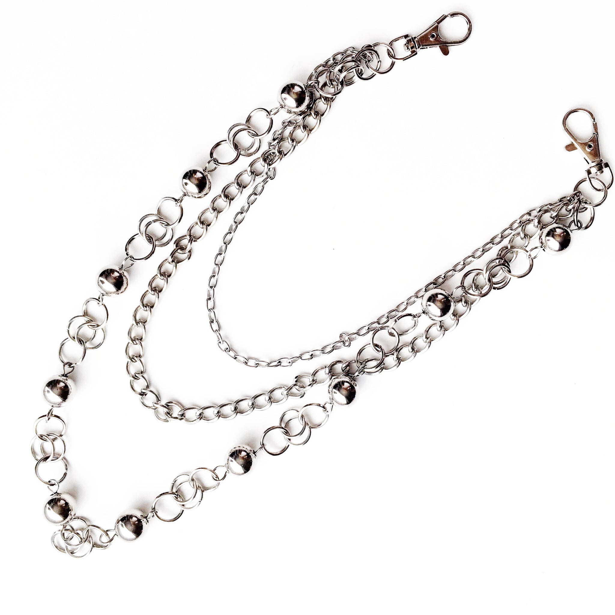 UNISEX BALL RINGS TRIPLE CHAINS TROUSERS BELT CHAIN