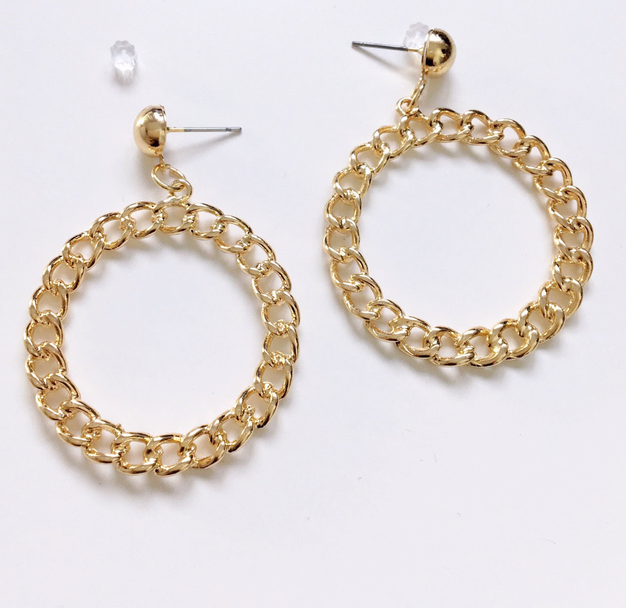 CHAIN CIRCLE HOOP PENDANT EARRINGS