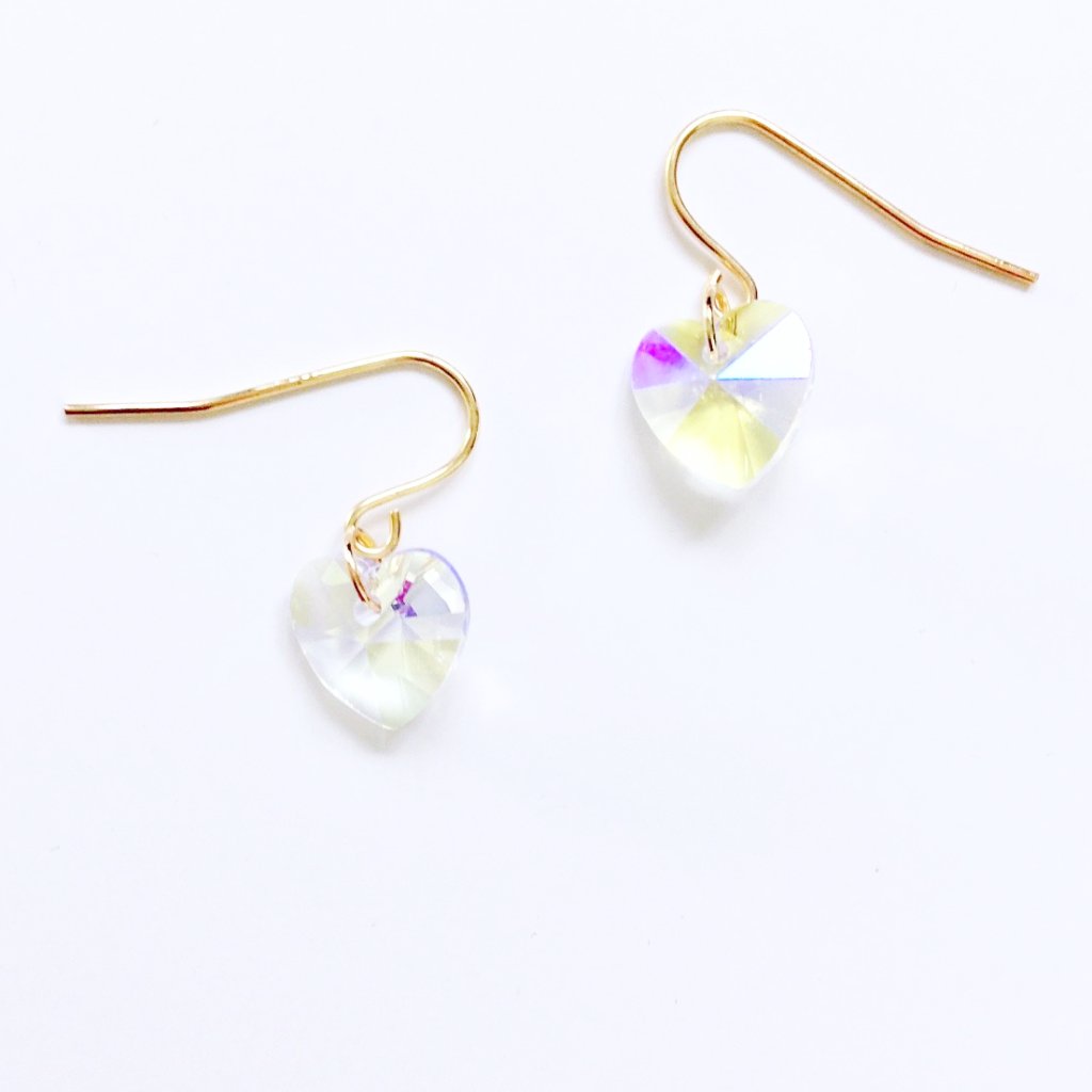 CLEAR HEART PENDANT EARRINGS