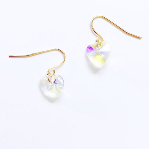 CLEAR HEART PENDANT EARRINGS