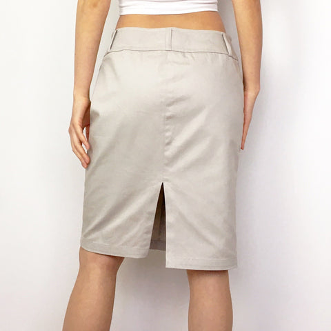 90S Y2K FRENCH CONNECTION BEIGE MID LENGTH PENCIL SKIRT