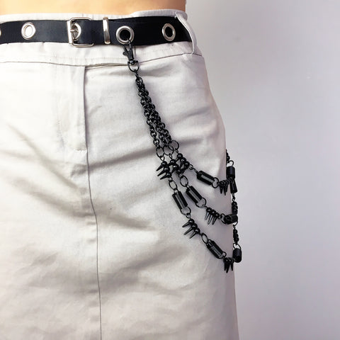 BLACK EYELET LONG BELT