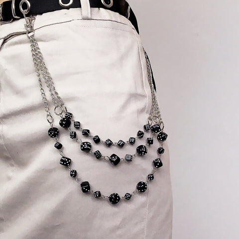 UNISEX DICES TRIPLE CHAINS TROUSERS BELT CHAIN