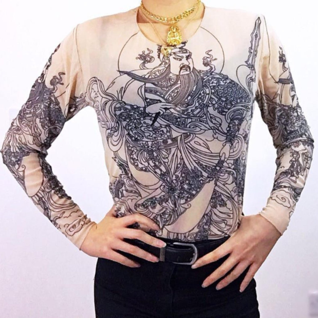 MONO TONE GODDESS MESH TOP