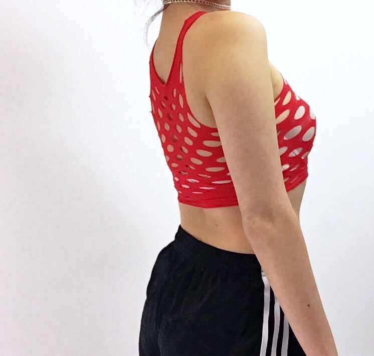 FISHNET VEST CROP MESH TOP