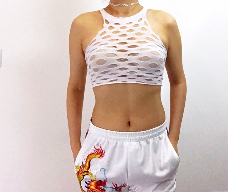 FISHNET VEST CROP MESH TOP