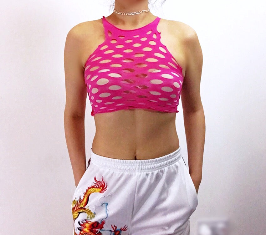 FISHNET VEST CROP MESH TOP