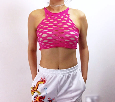 FISHNET VEST CROP MESH TOP