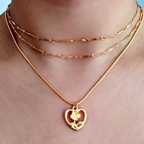 ROSE HEART PENDANT NECKLACE
