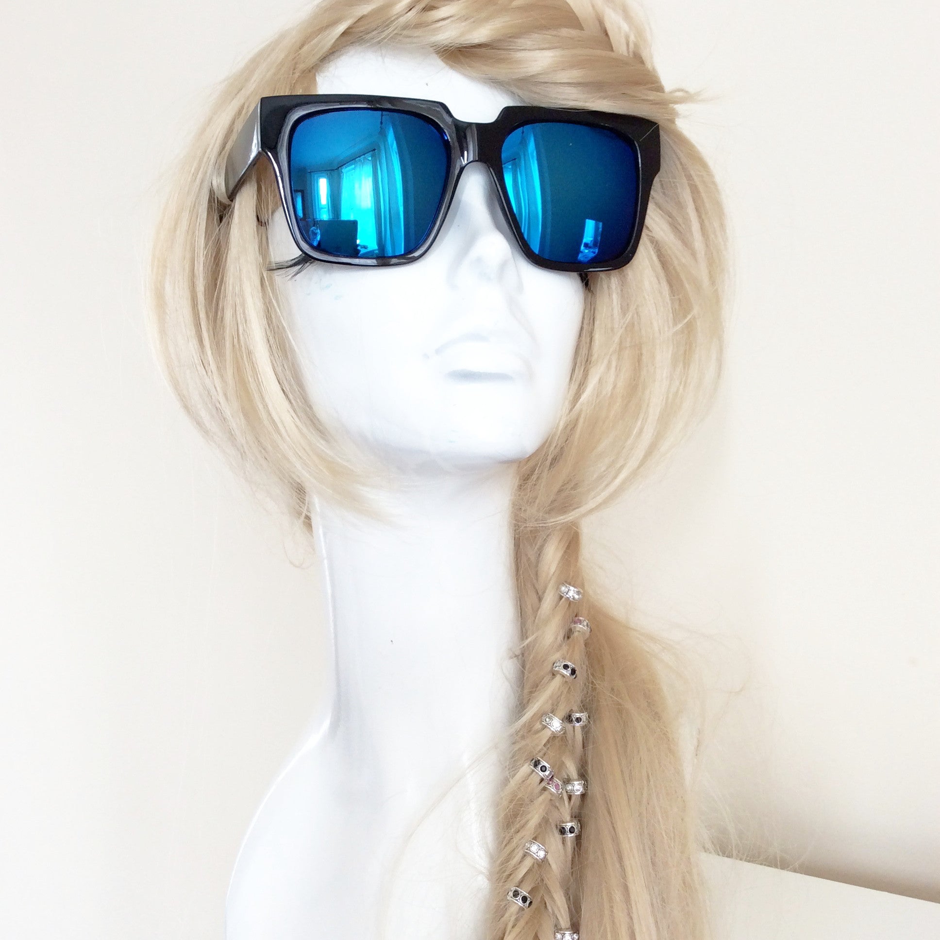 UNISEX BLACK FRAME MIRROR LENS SUNGLASSES