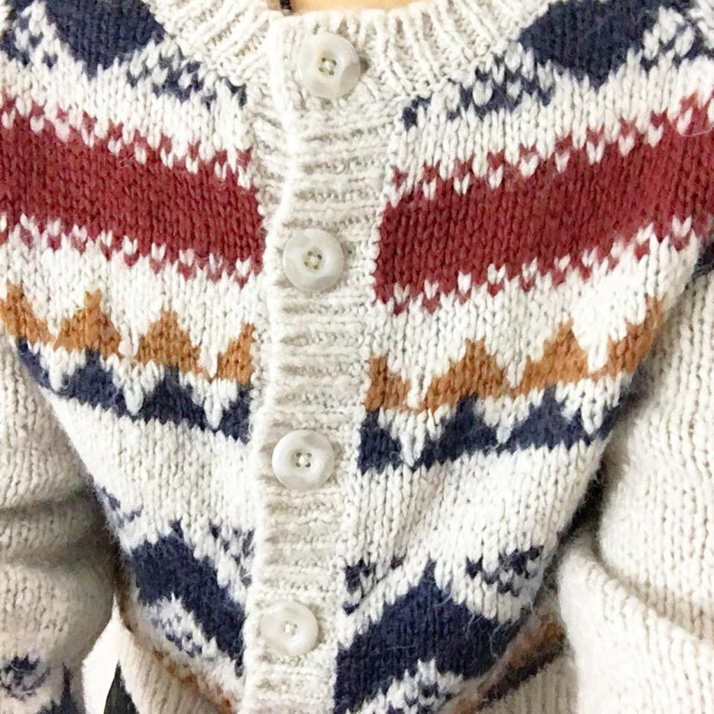 TRIBAL BOHO PATTERN GREY KNIT CARDIGAN JACKET