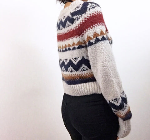 TRIBAL BOHO PATTERN GREY KNIT CARDIGAN JACKET