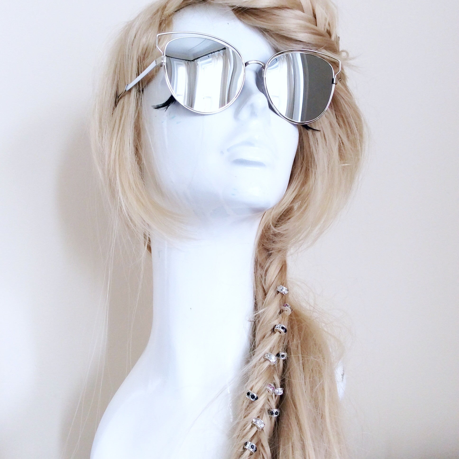 CATEYE CUT OUT RETRO MIRROR LENS SUNGLASSES