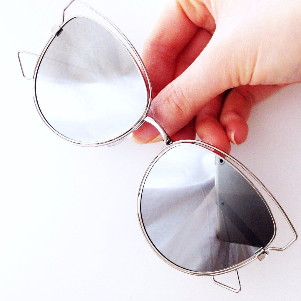 CATEYE CUT OUT RETRO MIRROR LENS SUNGLASSES