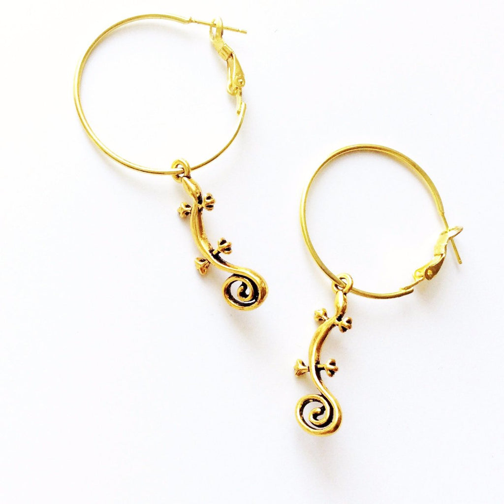 GOLD LIZARD HOOP EARRINGS