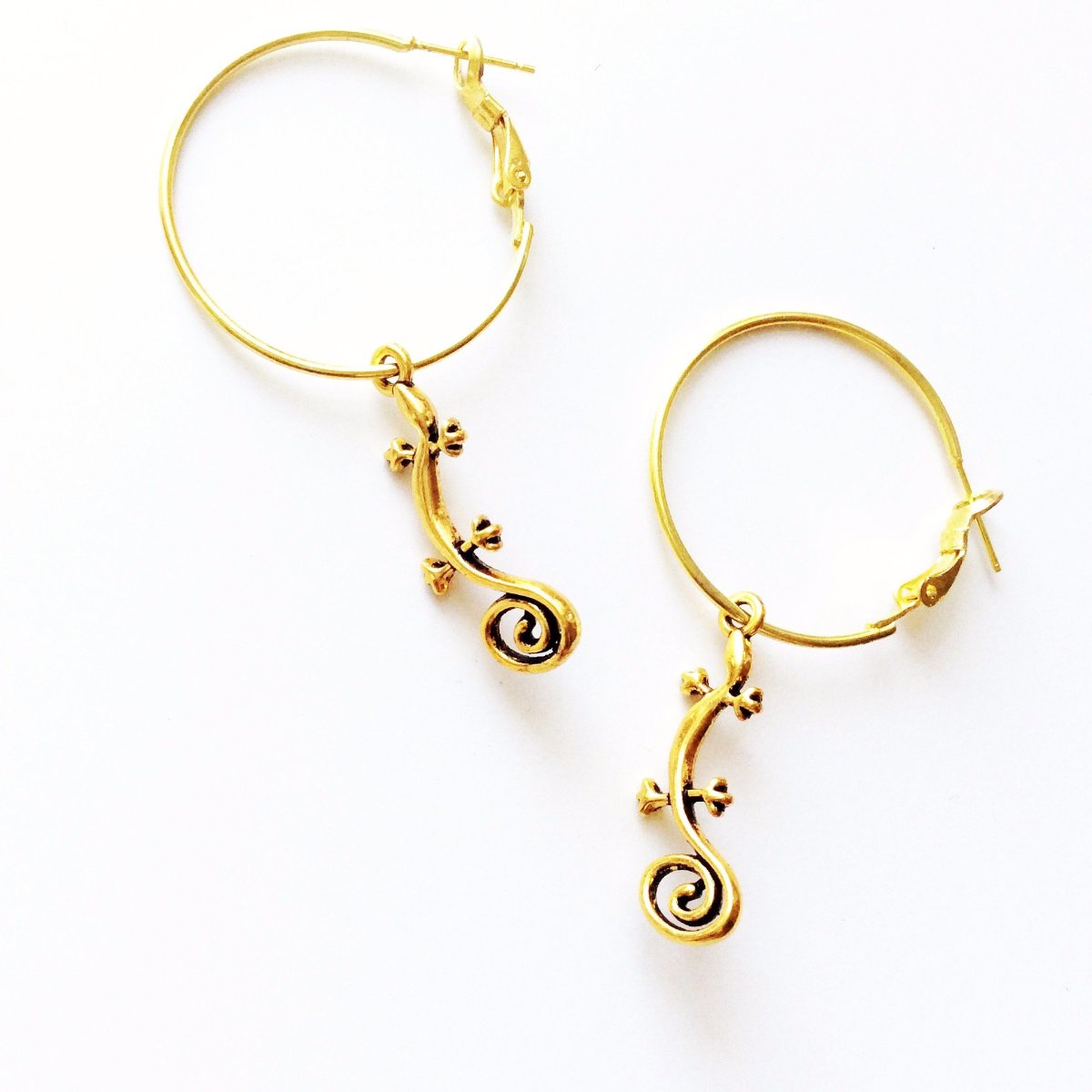 GOLD LIZARD HOOP EARRINGS