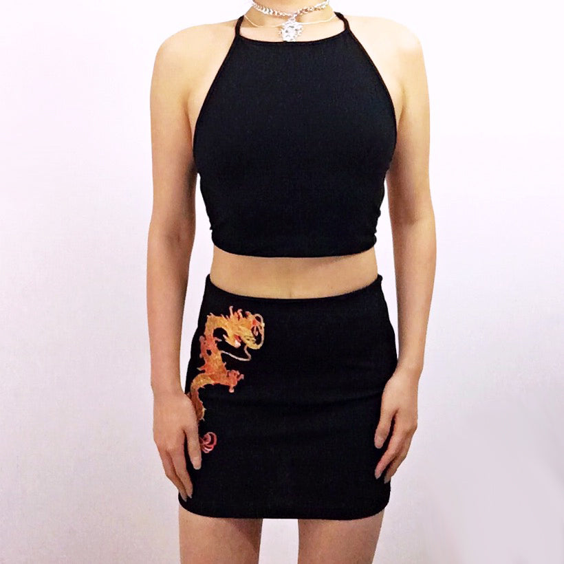 TIES COTTON BACKLESS HALTER NECK VEST CROP TOP