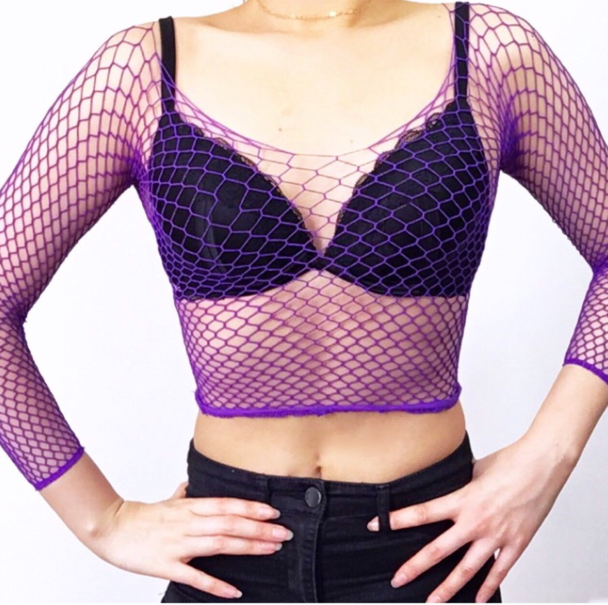 COLOURED STRETCHY FISHNET TOP