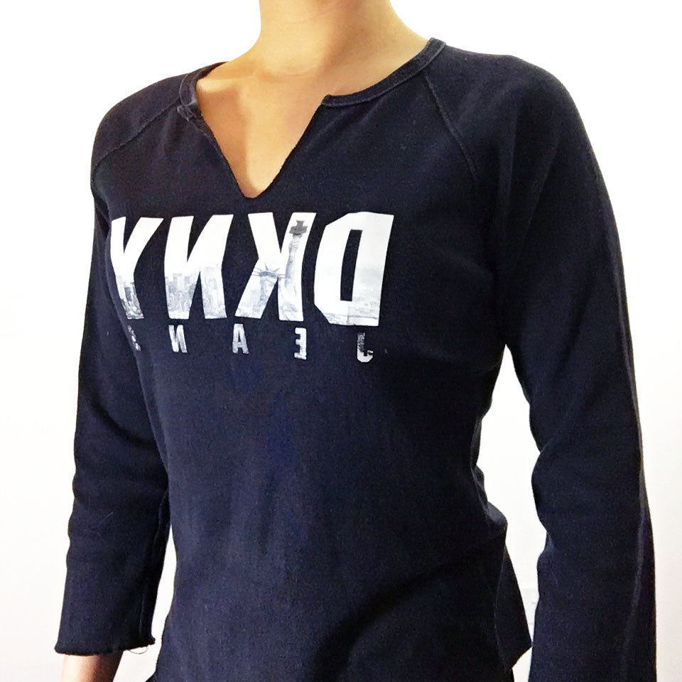DKNY NAVY MID SLEEVES TEE TOP