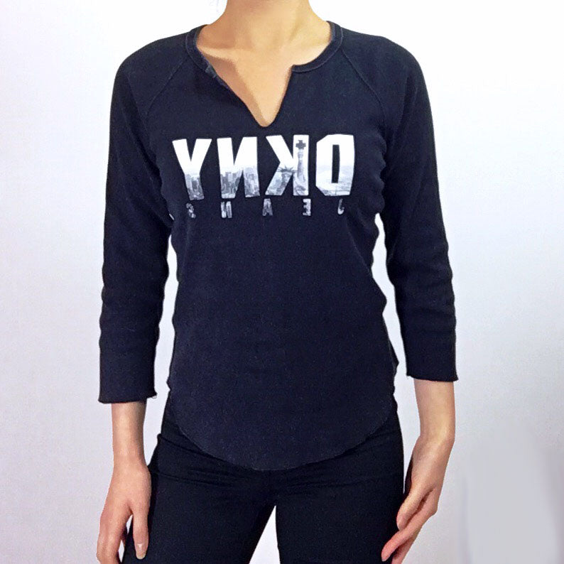 DKNY NAVY MID SLEEVES TEE TOP