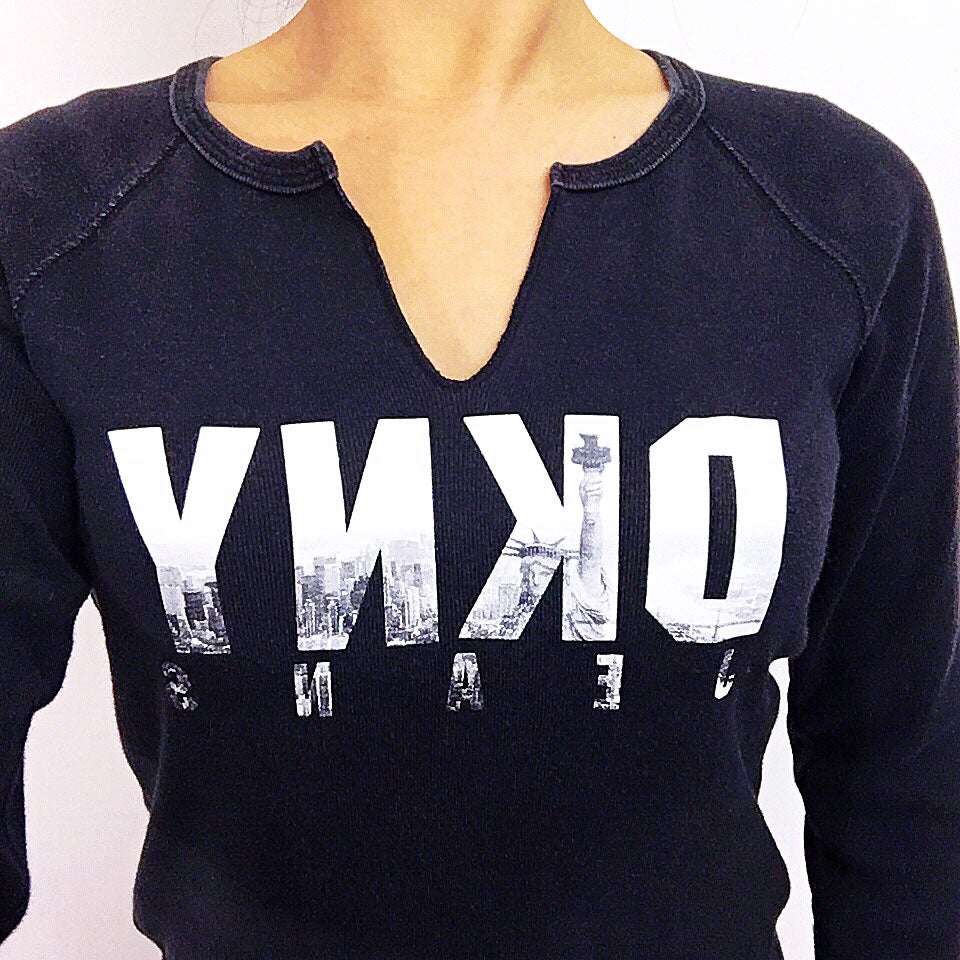 DKNY NAVY MID SLEEVES TEE TOP