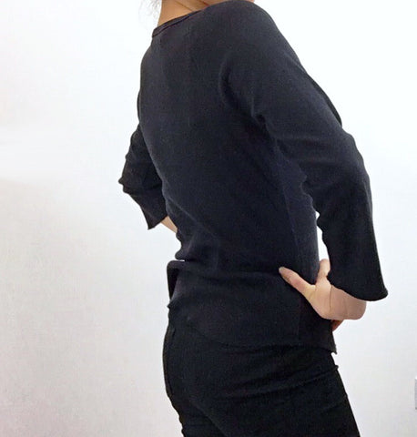 DKNY NAVY MID SLEEVES TEE TOP