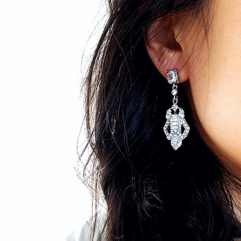 VNINTAGE ART DECO DIAMANTÉ EARRINGS