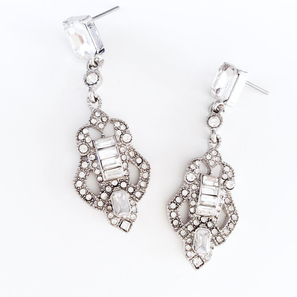VNINTAGE ART DECO DIAMANTÉ EARRINGS
