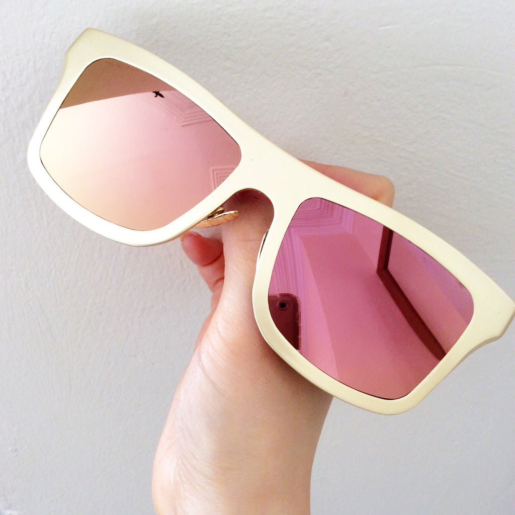 Y2K MATT GOLD FRAME MIRROR SUNGLASSES