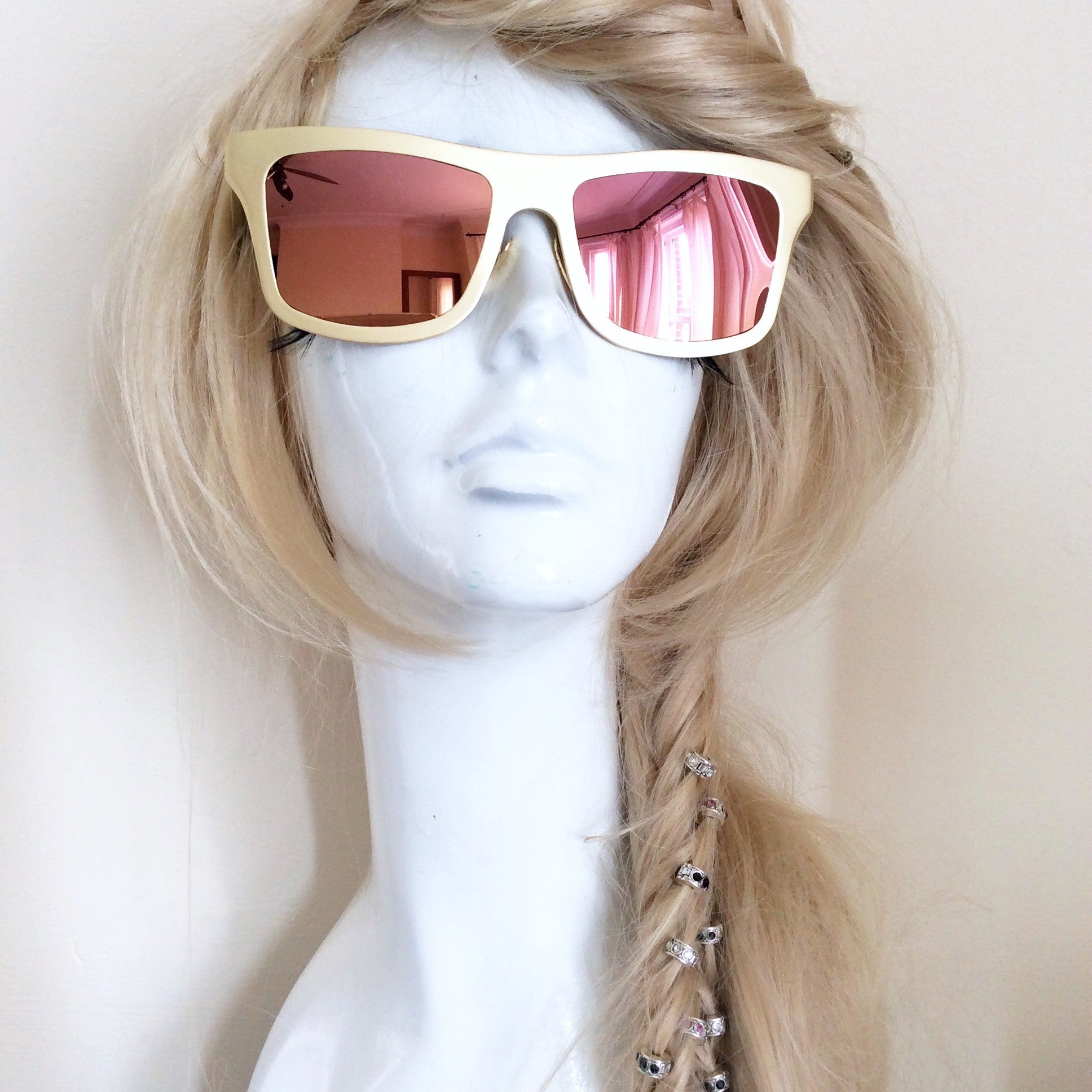 Y2K MATT GOLD FRAME MIRROR SUNGLASSES