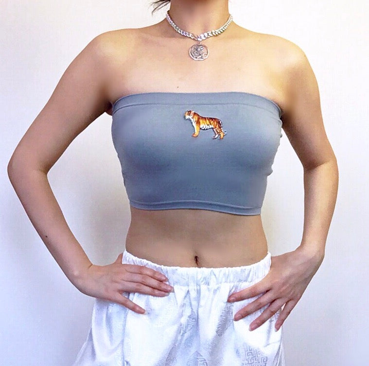 TIGER GREY STRETCHY TUBE TOP