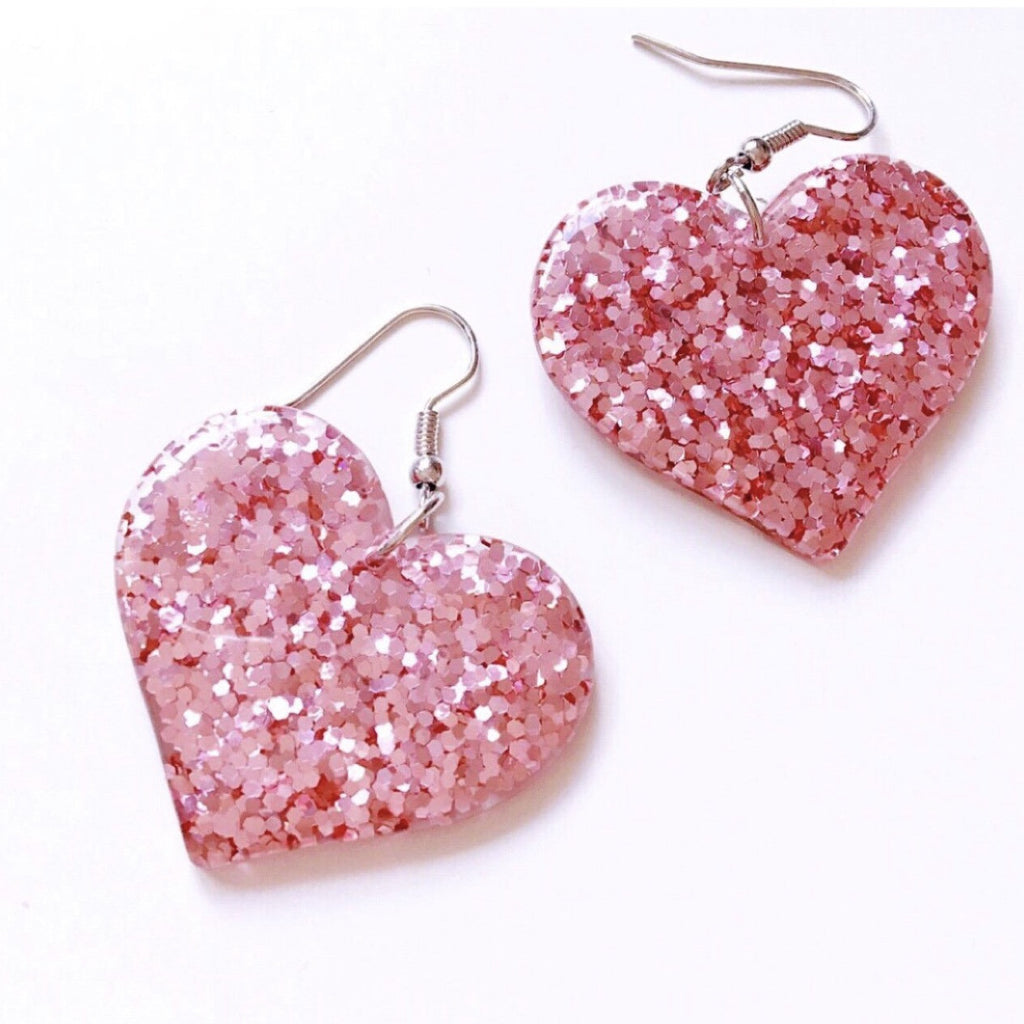 GLITTER HEART EARRINGS
