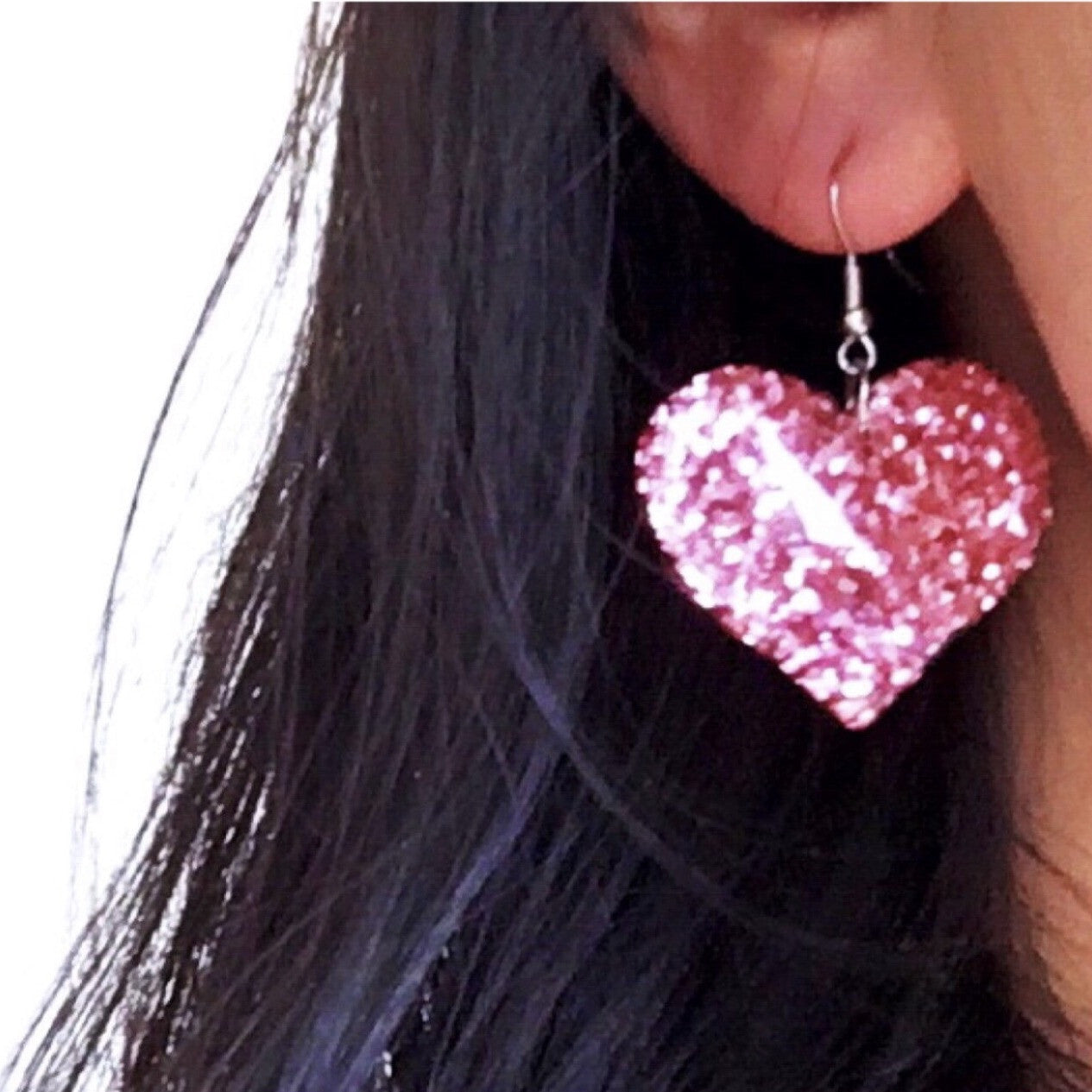 GLITTER HEART EARRINGS