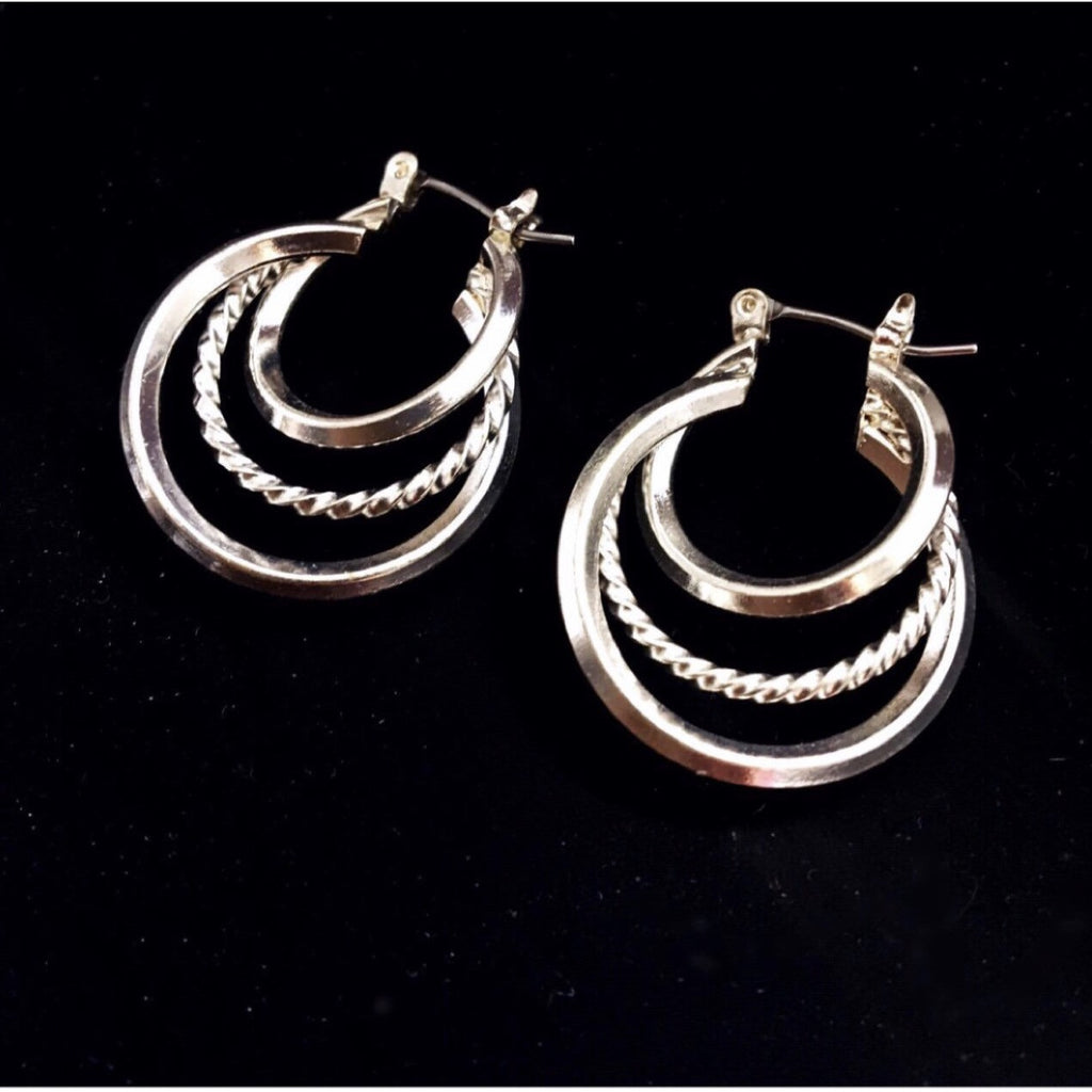 SILVER MULTI HOOP EARRINGS