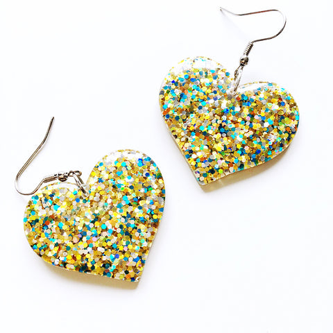 GLITTER HEART EARRINGS