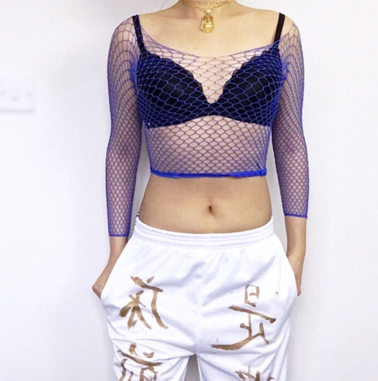 COLOURED STRETCHY FISHNET TOP