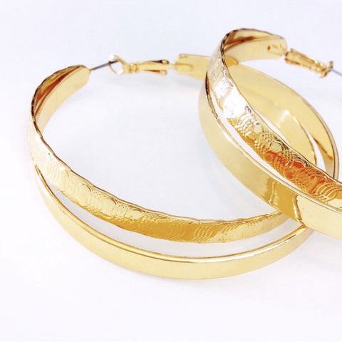 GOLD CHUNKY DOUBLE HOOP EARRINGS