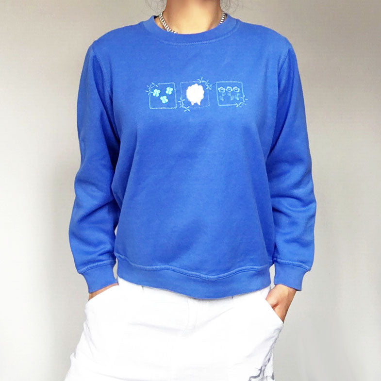 LITTLE SHEEP EMBROIDERED BLUE LONG SLEEVES JUMPER TOP