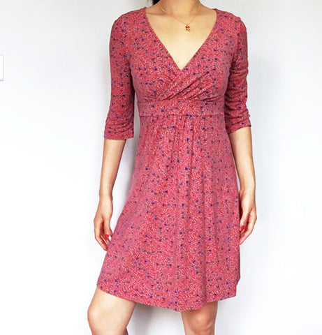 ORIENTAL GIRL FLOARL V NECK  DRESS