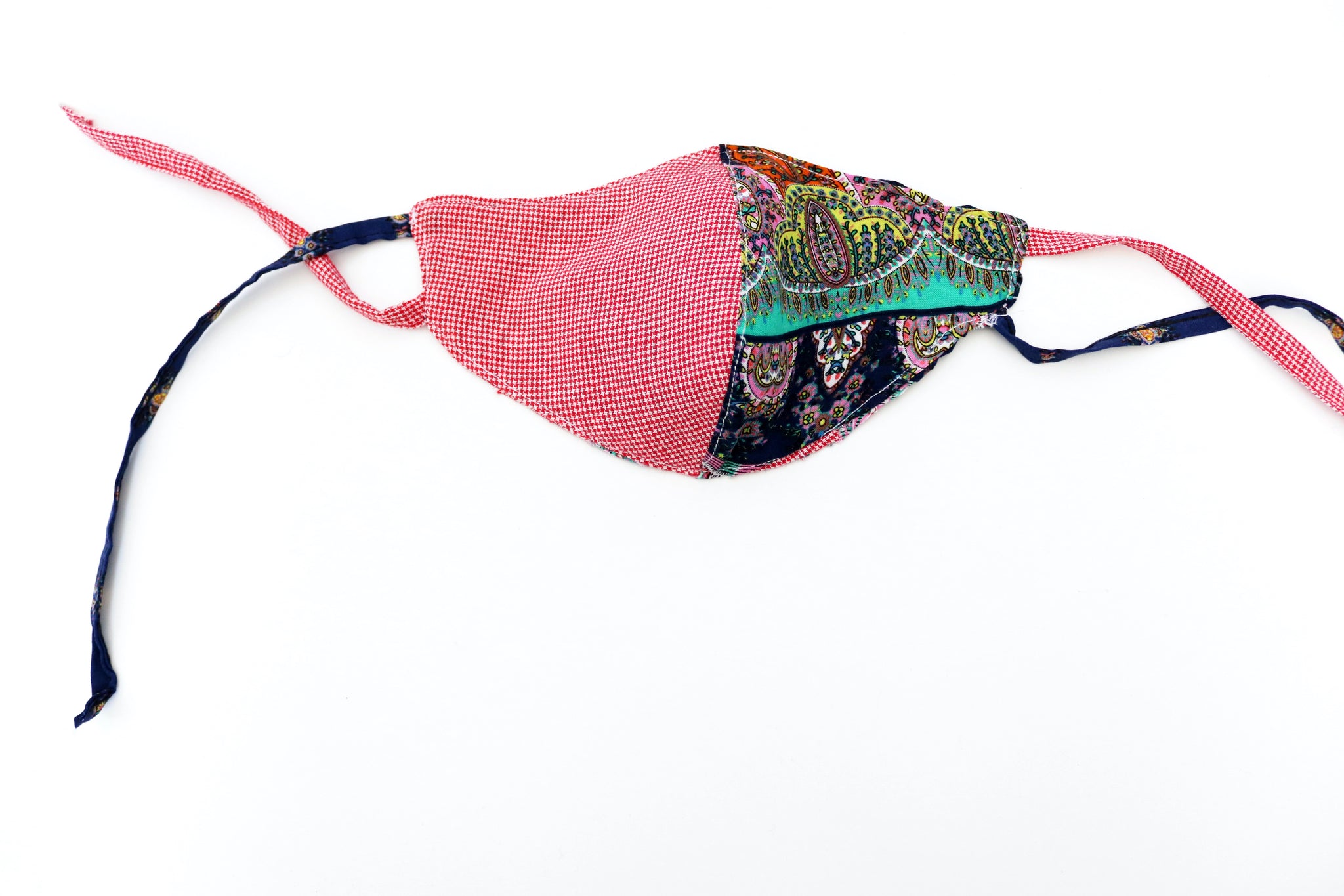 RED GINGHAM NAVY MULTI COLOURS HIPPIE BOHO BANDANA STYLE FLORAL CONTRAST DOUBLE SIDES REVERSIBLE NON MEDICAL FABRIC FACE MASK